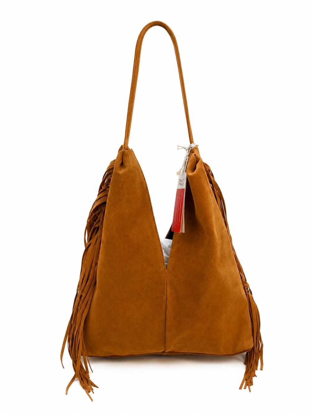Divina Firenze Italian Suede Fringe Hobo Bag – Cognac 🤎✨ 🔥BNWT🔥 - Picture 3 of 11